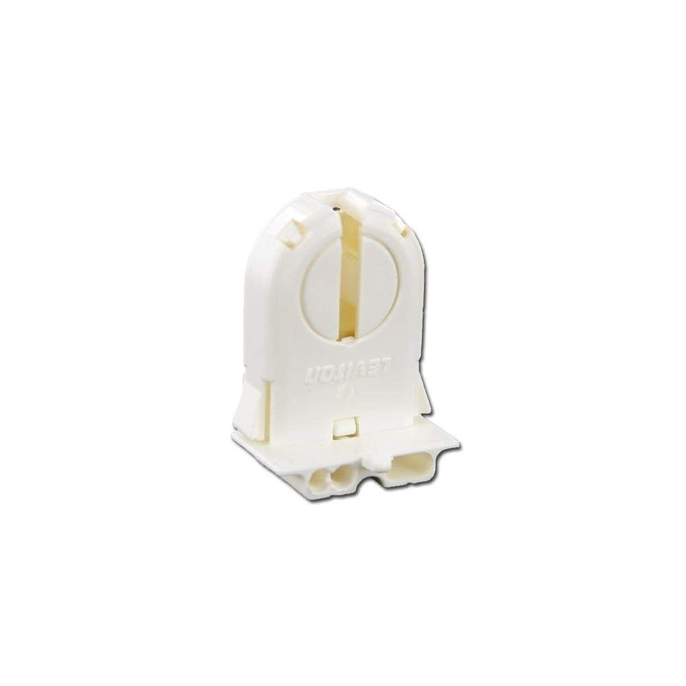 Leviton Medium Base, T8-T12 Bi-Pin, Standard Fluorescent Lampholder, Low Profile, Snap-In or Slide-ON, Lamp-Lock, Internal Shunt, 23653-WP, White