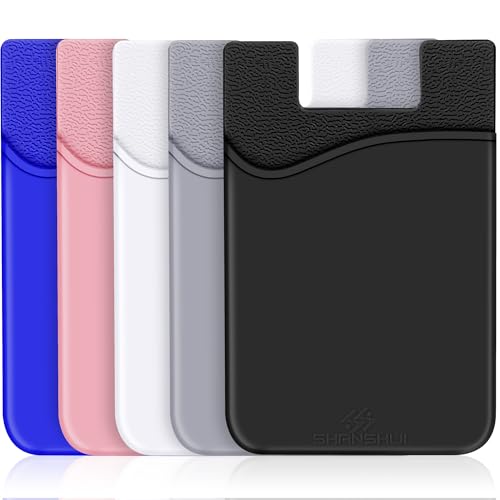 SHANSHUI Card Holder for Phone, Adhesive Phone Wallet Credit ID Business Card Holder Silicone Pocket Stick on Compatible with iPhone & All Smartphones
