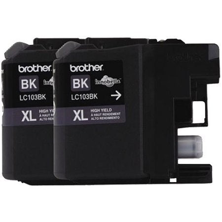 Brother Innobella LC103BK High Yield Black Inkjet Print Cartridge, 2 Pack