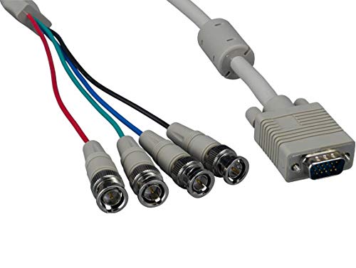 Cable Leader VGA HD15 Male to 4-BNC Male Monitor Cable with Ferrites (6 Foot (1 Pack))