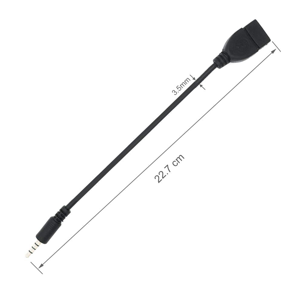 CamDesign USB 2.0 Female to Car AUX 3.5mm Male Jack Plug Audio Data Charge Cable Adapter Converter OTG Cable