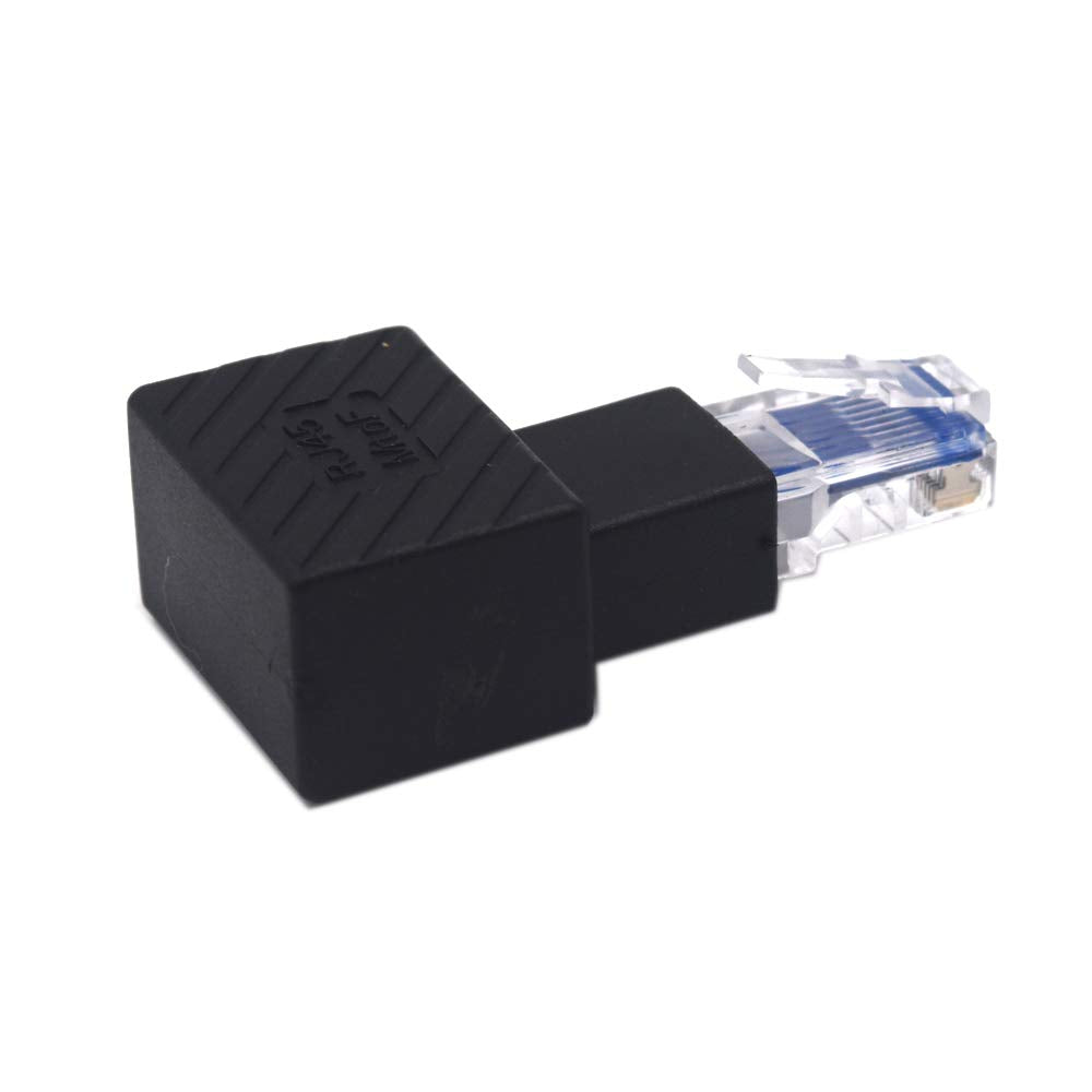Kework 2 Pack Network RJ45 Extender, 90 Degree Left Angle Ethernet LAN RJ45 Male to Female Cable Extension Adapter Connector Coupler for Cat5 Cat5e