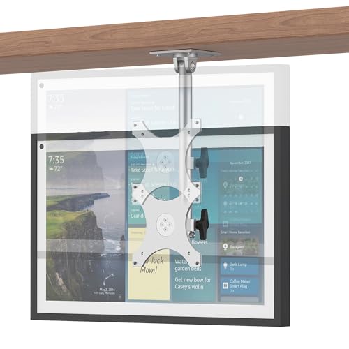 Letlar Kitchen Under-Cabinet Mount Compatible with Echo Show 15, Adjustable Height, Rotatable Swivel Tilt Mount, Forward and Stowed for Saving Space