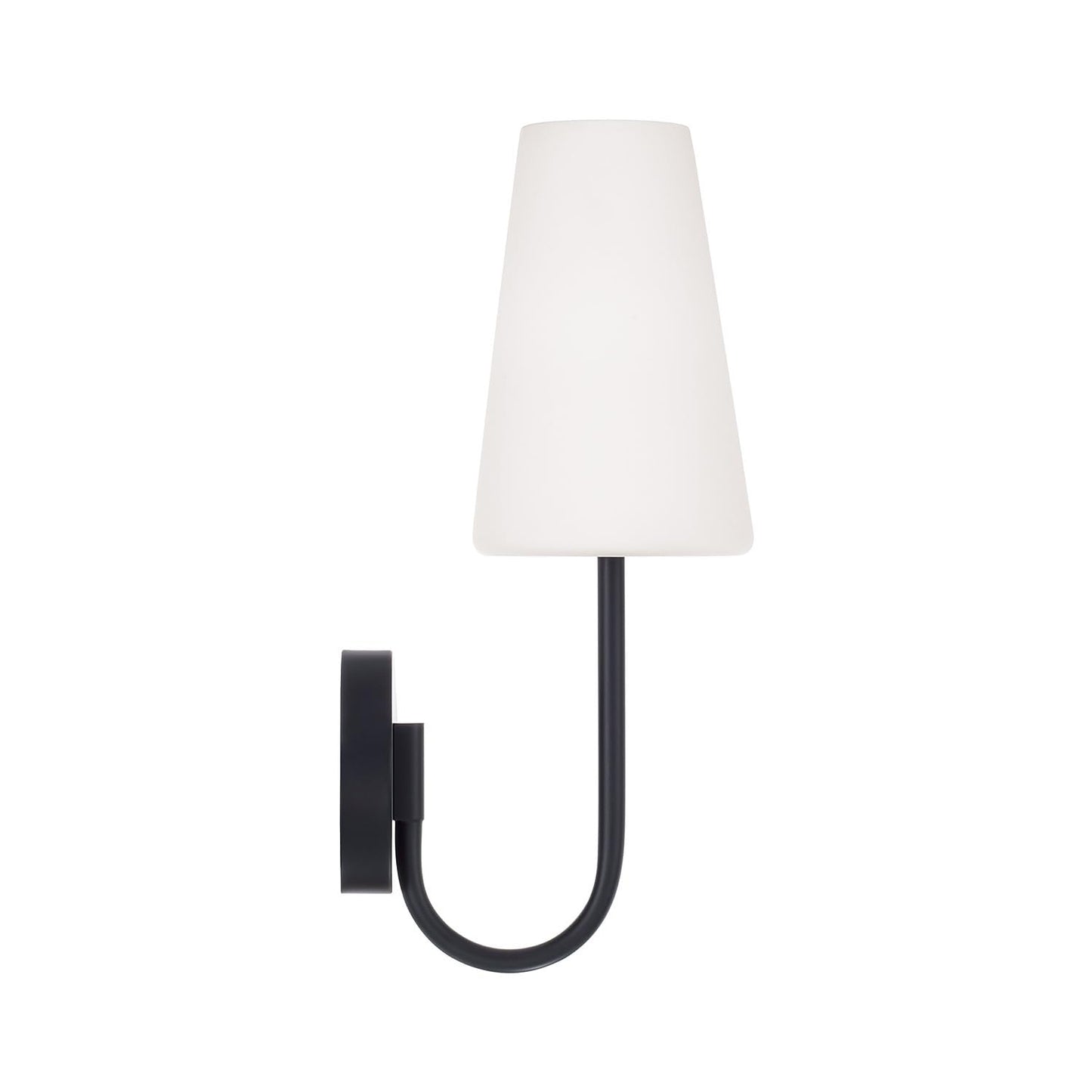 Capital Lighting 655211MB-550 Averitt Soft White Glass Wall Sconce, 1-Light 60 Watt, 17" H x 6" W, Matte Black