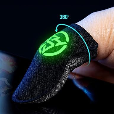 2Pcs Black Game Fingertip Gloves for Sweatproof Anti-Slip Finger Sleeve Breathable Gaming Finger Cover Thumb Gloves for Mobile Gaming Grip Pain-Relief
