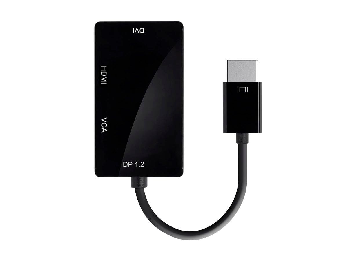 Monoprice DisplayPort 1.2A to 4K HDMI, Dual Link DVI, and VGA Passive Adapter, Black (112802)