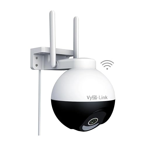 Vyze-Link Security Camera Outdoor with Auto Tracking, 360° PTZ Wireless WiFi Plug-in Camera with Starlight Night Vision,2K Home Surveillance Camera
