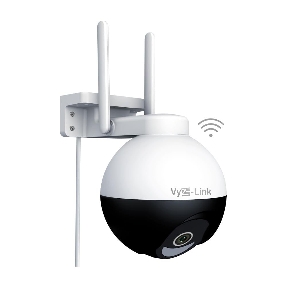 Vyze-Link Security Camera Outdoor with Auto Tracking, 360° PTZ Wireless WiFi Plug-in Camera with Starlight Night Vision,2K Home Surveillance Camera