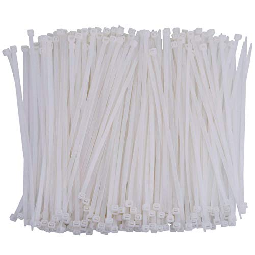 ZLYY 1000 Pcs Nylon Cable Zip Ties Self-locking 6 Inch, 0.12" x 6" Standard Medium Length Industrial Grade Cable ties (White)