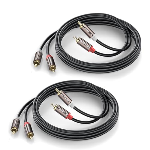 Yumiwoow RCA Cables 2 Pack[Hi-Fi Sound, PVC Jacket, Shielded], 2-Male to 2-Male RCA Audio Stereo Subwoofer Cable Auxiliary Cord for Home