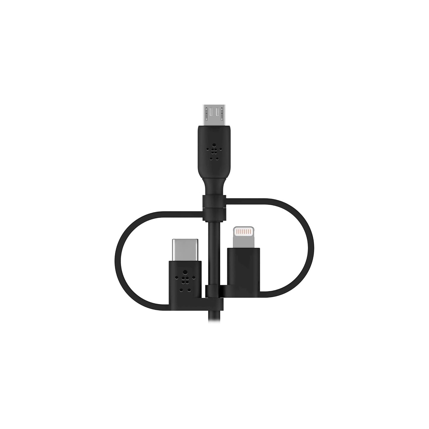 Belkin BoostCharge 3-in-1 USB-A to USB-C, Lightning, Micro-USB Charging Cable (1M/3.3ft) for iPhone 16, iPhone 16 Pro, iPad, Galaxy S25, S24, Pixel