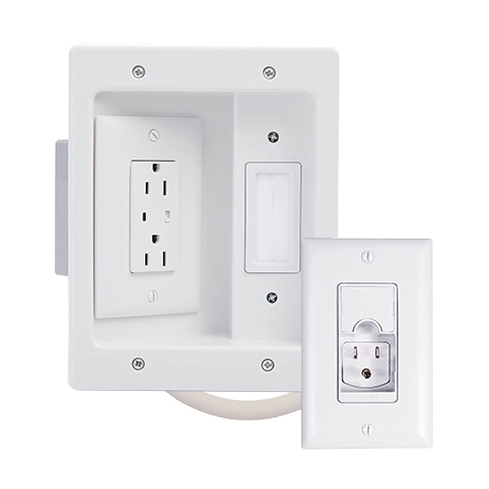 Legrand On?Q in?Wall TV Power Kit with Surge Protected Outlet - Recessed TV Wall Box & Cable Management Kit for Hiding Wires, Mounting Power Behind
