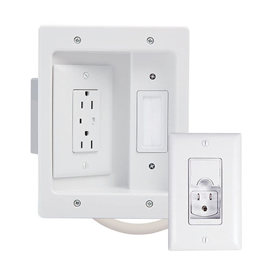 Legrand On?Q in?Wall TV Power Kit with Surge Protected Outlet - Recessed TV Wall Box & Cable Management Kit for Hiding Wires, Mounting Power Behind