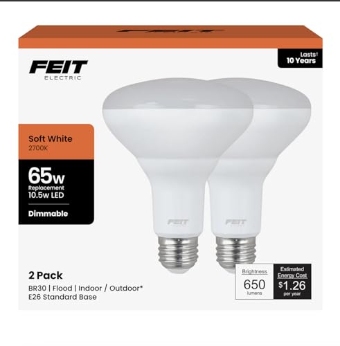 Feit Electric BR30 10.5 W E26 Soft White Dimmable Reflector LED Light 6 packs of 2 Bulbs