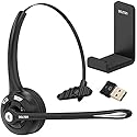 Delton Wireless Computer Headset with USB Dongle and Hook, Bluetooth Headset with Noise Canceling Mic, 15 Hrs talk time, Wireless Headset…