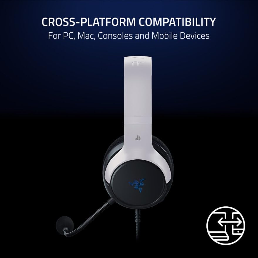 Razer Kaira X Wired Gaming Headset for PlayStation 5 / PS5, PS4, PC, Mac, Mobile: 50mm Drivers - HyperClear Cardioid Mic - Memory Foam Cushions