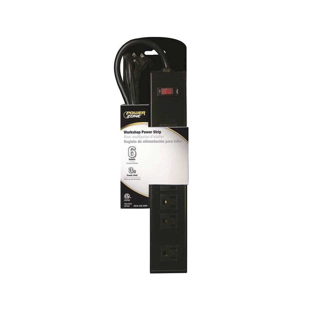 Mintcraft Or801123 Power Strip Blk Metal 6Out 3Ft