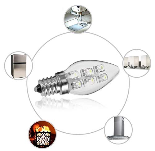 Lxcom Lighting 0.5W E12 LED Bulb C7 LED Night Light Bulbs(5 Pack)- E12 Base Candelabra LED Bulb Torpedo Shape Daylight White 6000K 5W Equivalent