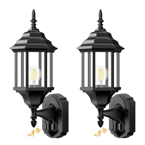 Redluck Motion Sensor Outdoor Lights, 2 Pack 16 inch Dusk to Dawn Outside Porch Lights, Waterproof Anti-Rust Aluminum Outdoor Wall Lights Exterior