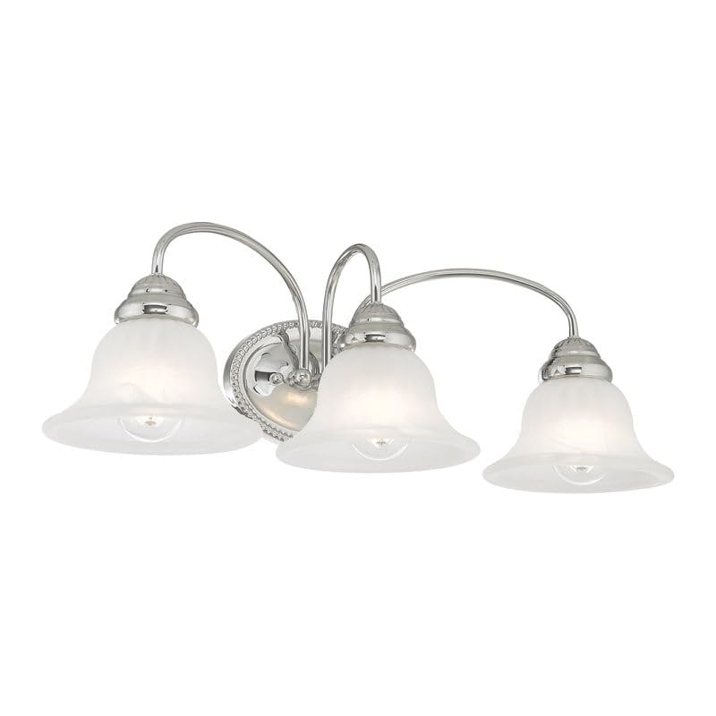Livex Lighting 1533-05 Edgemont 3 Light Wall Sconce Chrome with White Alabaster Glass, 23.5 x 8.75 x 8