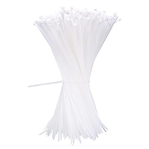 12 Inch White Zip Ties 1000 Pack Bulk, 50 lbs Heavy Duty Nylon Cable Ties, UV Resistant Self Locking Wire Ties for Commercial, Garden, Indoor Outdoor