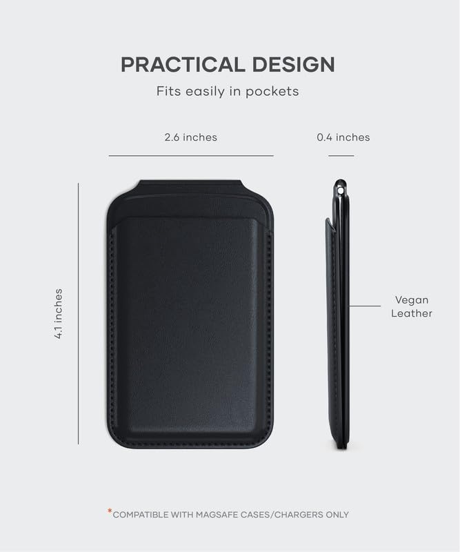 Satechi Magnetic Magsafe Wallet, Double Flap Stand Card Holder, 4 Slots with Front NFC Pass-Through, Adjustable Phone Attachment for iPhone