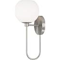 HomePlace by Capital Lighting 652111BN-548 Ansley Retro/Vintage Mid-Century Art Deco Soft White Glass Wall Sconce, 1-Light 100 Watt, 15" H x 7" W
