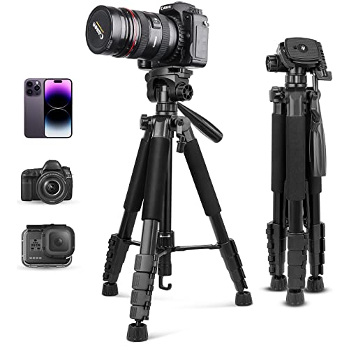 Eicaus 67 Inch Heavy Duty Tripod Stand for Cameras, Cell Phones, Projectors, Webcams, Spotting Scopes - Complete Unit for Canon, Nikon, Sony - Perfect