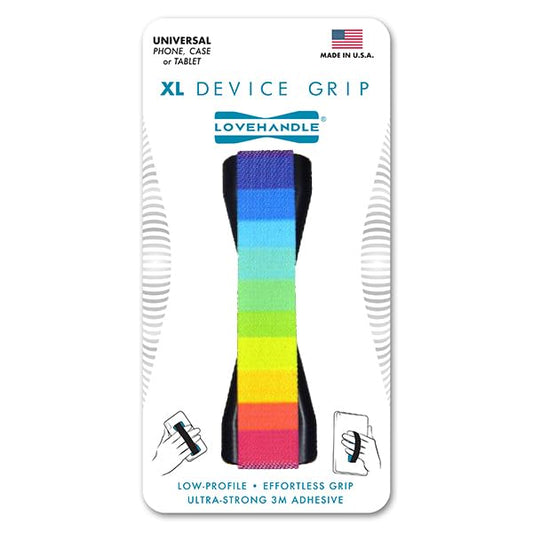 LOVEHANDLE Tablet/XL Grip for Most Tablets and Large Smartphones, Neon Rainbow