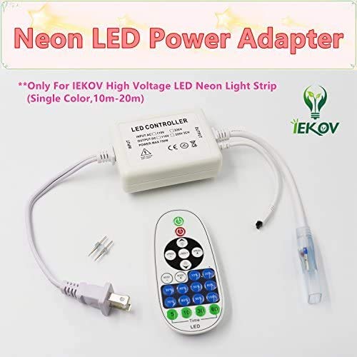 IEKOV Neon Light Adapter, Max 750W, AC 110V 120V to DC 110V Power Supply Adapter with IR Receiver + 23 Keys Remote Control only LED Neon Light Strip