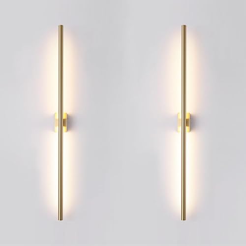 Only Suitable for Small Junction Box Set of 2 Dimmable Hardwired Linear Gold LED Wall Lamp 1-Gang Long 40 Inch Vanity Wall Sconce for Living Room