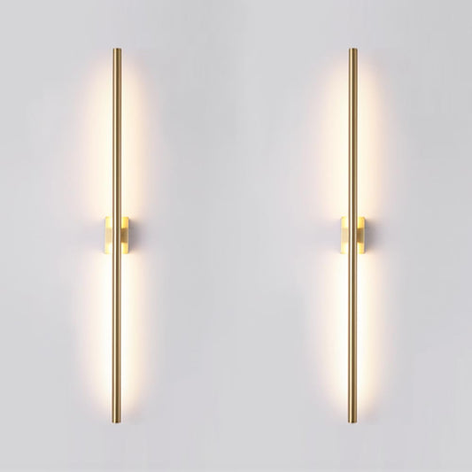 Only Suitable for Small Junction Box Set of 2 Dimmable Hardwired Linear Gold LED Wall Lamp 1-Gang Long 40 Inch Vanity Wall Sconce for Living Room