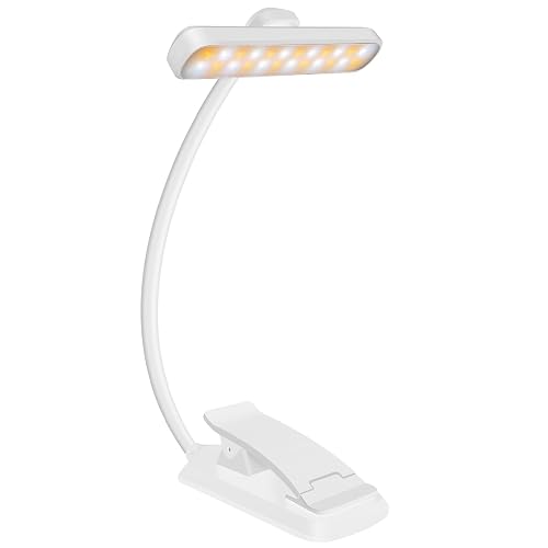 karidi Rechargeable 24 LED Book Light for Reading, 360° Flexible Gooseneck, 5 Color Tones, Clip-on for Books/Tablet/Bed, USB-C, 80H Glare-Free Eye