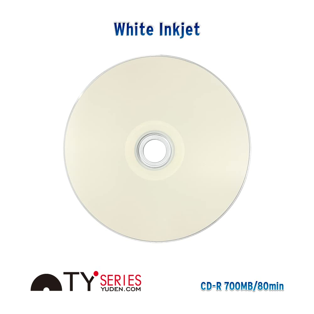 PlexDisc TY Series Blue CD-R 52X 700MB White Inkjet Hub Printable Recordable Media - 50pk Cake Box 66N-214-Y-BX, 50 Discs