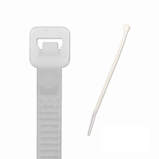 NavePoint 12 Inch Nylon Cable Wire Zip Tie 40 lbs - Natural White 200 Pack Lot Pcs Qty