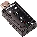 USB 2.0 Sound Card 7.1 3D External Audio Adapter Volume Control Function Keys Microphone Black for Computer Notebook Tablet PC Laptop