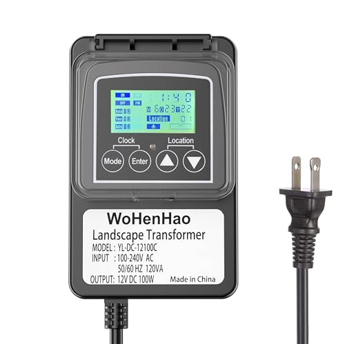 Wohenhao 100W Low Voltage Lighting Transformer for 12V DC Output Low Voltage Landscape Lights, 100-240V AC to 12V DC Output Landscape Lights