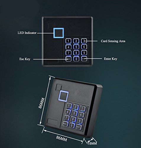 MENGQI-CONTROL Proximity RFID ID Card Door Access Control Keypad Reader 125KHz Wiegand 26/34 Bit Black Color