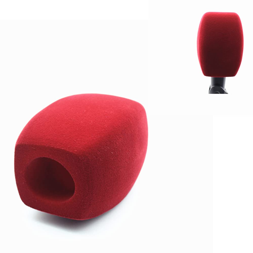 Hxstaald Flocked Mic Foam Windscreen Handheld Microphone Covers Large Mic Foam Pop Filters for TV Interview,radio,media Broadcast Microphones (Square