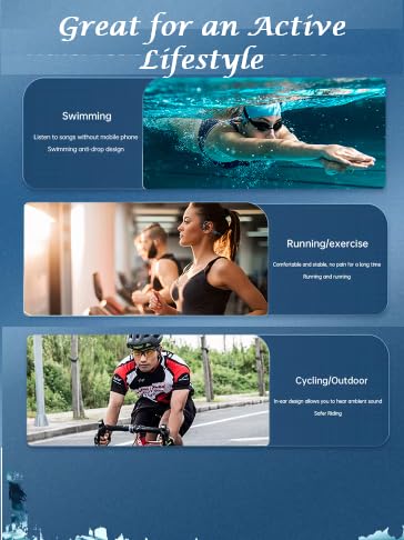 ECO-BUDDY Swimming Headphones Underwater,IPX8 Waterproof, Bone Conduction Headphones, Open Ear with 32G MP3 Memory for Exercising (Black)