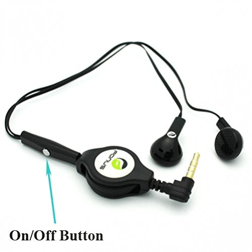 BLACK Retractable Stereo Headset Wired Dual Earbuds Earphones with Microphone for MetroPCS LG Optimus L90, MetroPCS Nokia Lumia 635, MetroPCS Samsung…