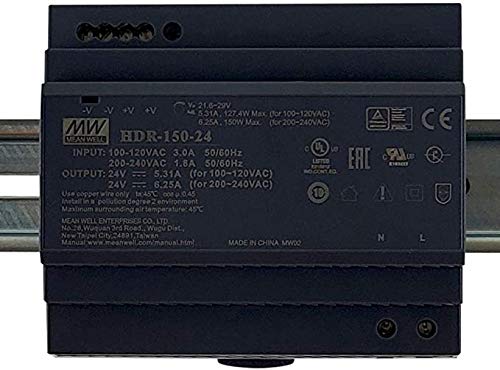 MEAN WELL HDR-150-24 150W Ultra Slim Step Shape, DIN Rail Power Supply O/P +24V6.2
