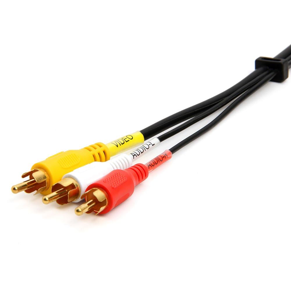 Cmple - 3 RCA Cable 50 Feet Composite Three RCA Male to Male Audio Video Cables A/V Gold Plated Triple Plug to Plug Cord for VHS/DVD Players, TVs