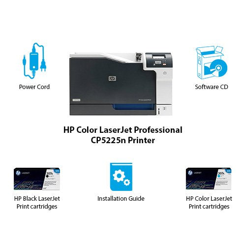 HP CE711A#BGJ LaserJet Professional CP5225N Printer w/Ink Bundle