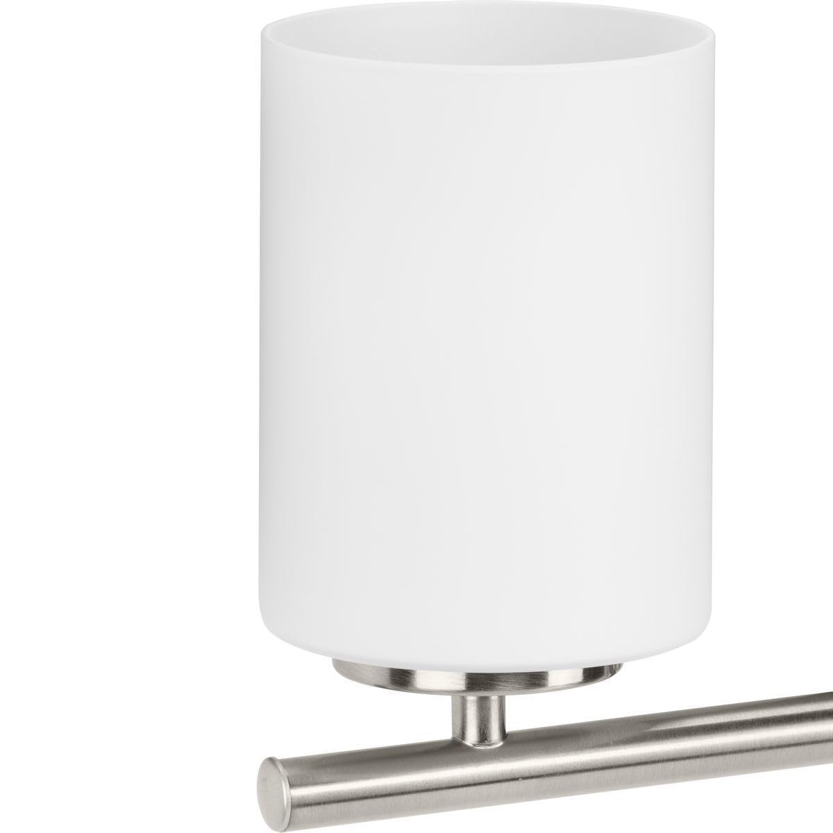 Replay Collection 2-Light Etched White Glass Modern Bath Vanity Light Brushed Nickel