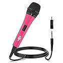 Singing Machine Wired Microphone for Karaoke, (Pink) - Unidirectional Dynamic Vocal Microphone - Plug-In Microphone for Karaoke Machine, AMP, &