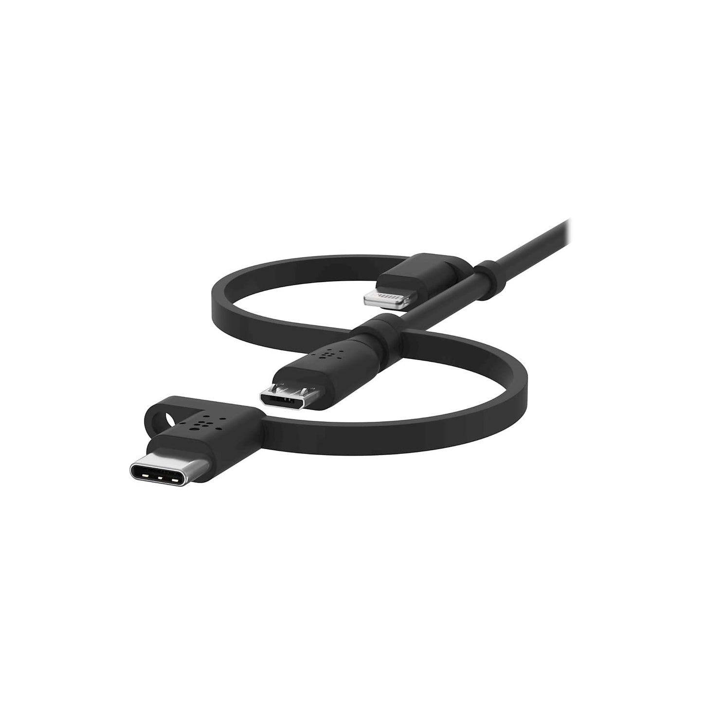 Belkin BoostCharge 3-in-1 USB-A to USB-C, Lightning, Micro-USB Charging Cable (1M/3.3ft) for iPhone 16, iPhone 16 Pro, iPad, Galaxy S25, S24, Pixel
