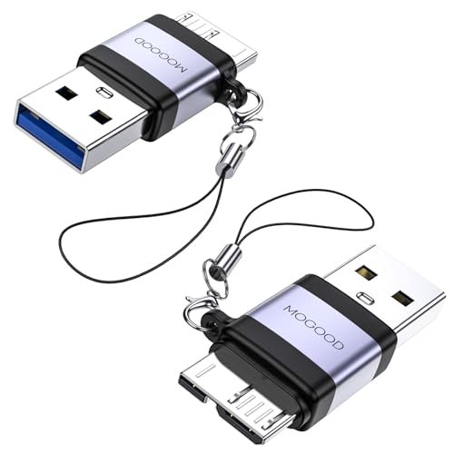 MOGOOD USB to Micro B Adapter, Micro B to USB Male Adaptor, USB3.0 to Micro B Data Charging Adapter Short Converter Adaptor for Computers, Laptops…