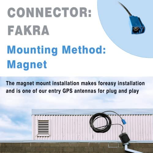 Maswell GPS Active Waterproof Antenna Fakra Rectangular Shape Magnet Mount 9.8 Feet Lead Fakra Type C Blue Connector Compatible with BMW Benz Car Audi