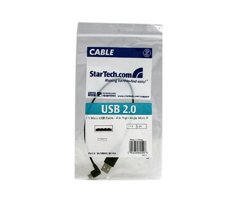 StarTech.com 1 ft / 30cm Micro USB Cable - A to Right Angle Micro B - USB Type A (M) - 90 Degree Micro-USB Type B (M) - Black (UUSBHAUB1RA)